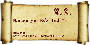 Marberger Kálmán névjegykártya